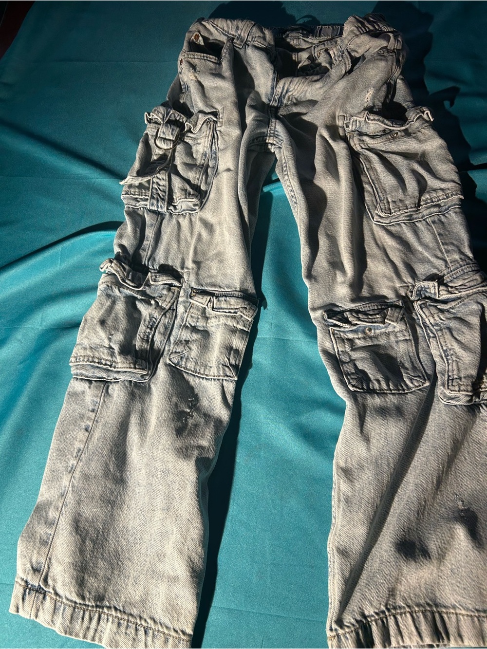 Aeropostale Light denim Cargo Pants with Multi-Pocket Design